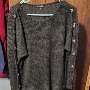 Women's Olive Sweater with Button Accents
